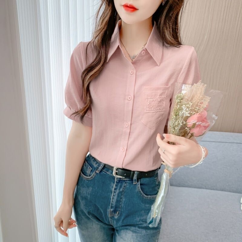 Summer 2026 New Women's Clothing, Light and Mature Style Short-Sleeved Shirts, Women's Lace Design, Niche and Versatile Women's Shirts