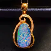Опал кулон ювелирные изделия оптом 18K Золото Простой ожерелье инкрустированные природных Юг бриллиант ожерелье кулон оптом