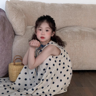 Children's Skirt 2025 Summer Female Baby Korean Style Dot Casual Slip Skirt Children's Loose Sleeveless Thin Dress