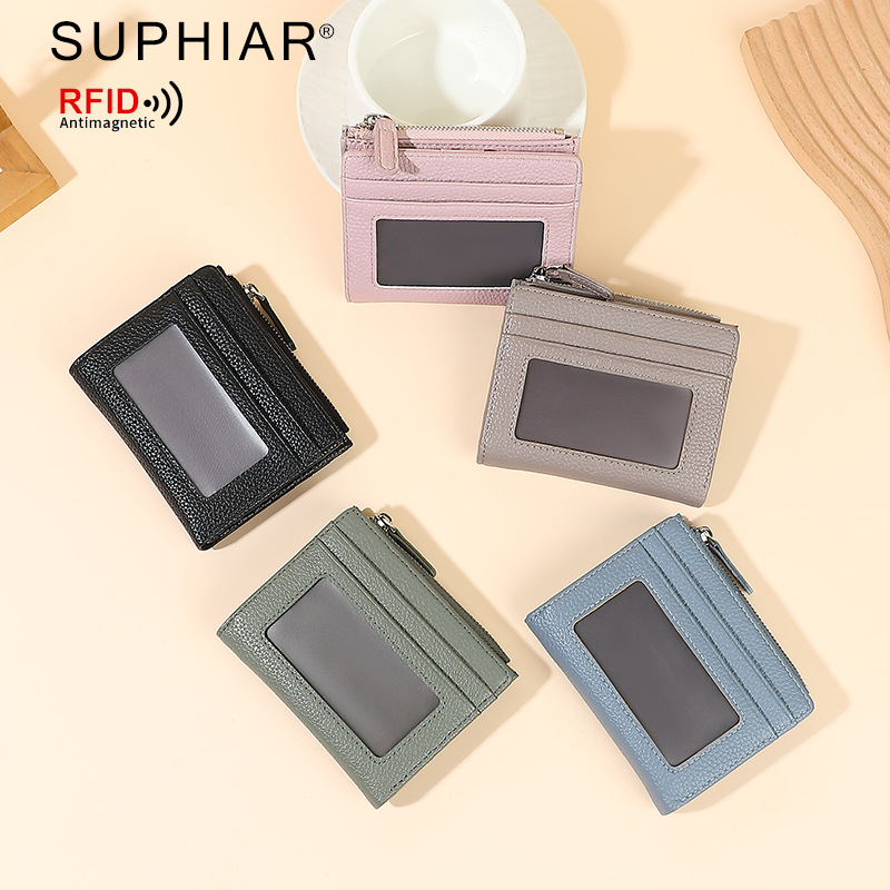 Spot nuevo producto patrón de lichi para mujer bolso corto para tarjetas múltiples con cremallera bolso monedero multifuncional billetera simple mujer