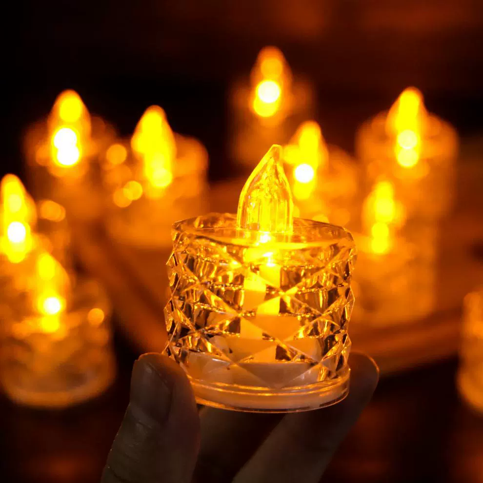 12 шт. в упаковке прозрачные кристальные мини-свечи LED-огни для рождественской decor