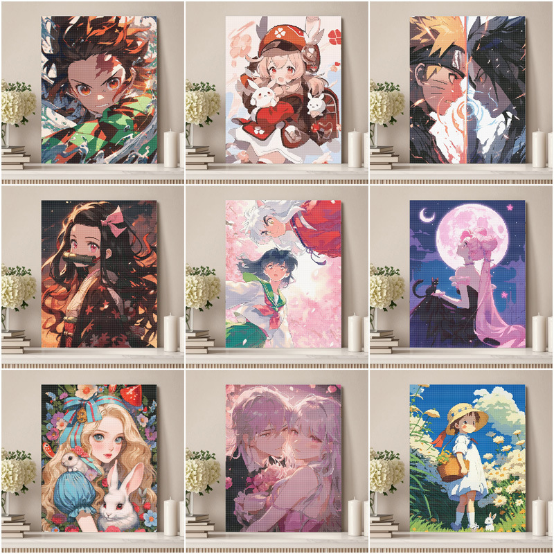 40*50 nueva serie de paisajes de animación transfronteriza pintura de diamantes niños adultos hechos a mano DIY con marco de pintura de diamantes en stock