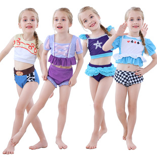 2025 New Children's and Girls' Separates Swimsuit Set Mermaid Rapunzel Dress Cute One Piece Dropshipping