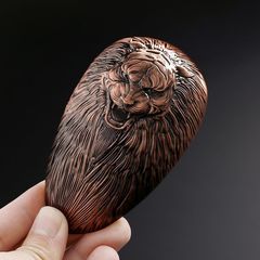 Set of three copper tea utensils, handcrafted Japanese carbonized, unpainted tea scoop, tea tongs, and tea scoop accessories