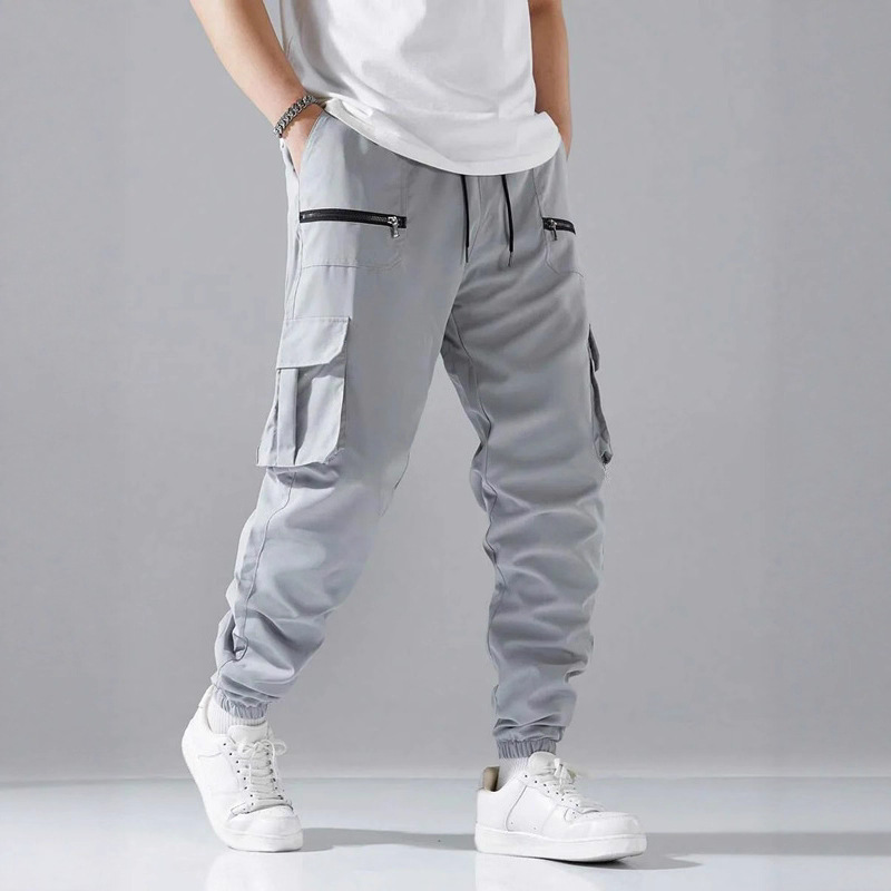 2025 Cross-Border New Men's Cargo Pants Sports Casual Multi-Pocket Zipper Outdoor Loose Elastic Waist Jogger Pants