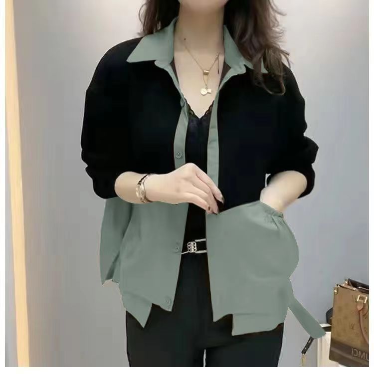 工厂直销外搭春秋上衣新款女士衬衫中年妈妈装宽松休闲短薄外套爆|undefined