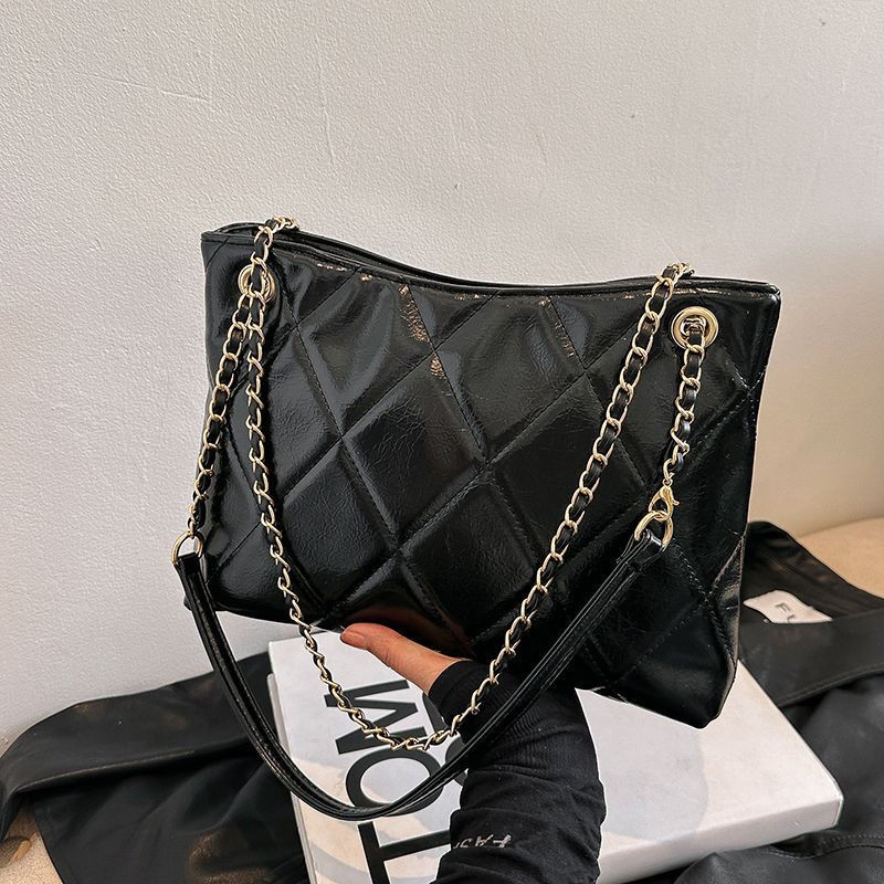 Böyük Romb Zəncirli Çiyin Çantası və Krossbody Tote
