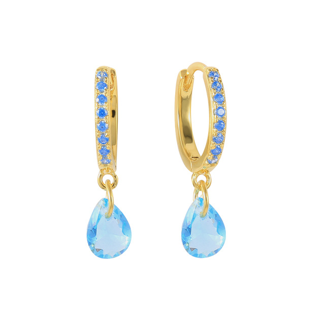 Fashion Water Droplets Brass Inlay Zircon Dangling Earrings 1 Pair display picture 5