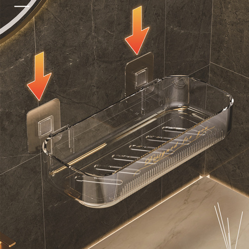 Home bathroom shelf without drilling, wall-mounted draining, moisture-proof, heightened anti-rust toothbrush and toothpaste storage rack