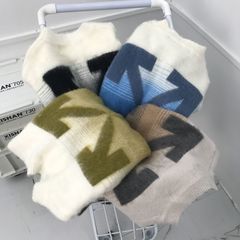 23秋冬新作OFF OW WARアローグラデーションモヘアジャカードセータールーズウールセータートレンディ