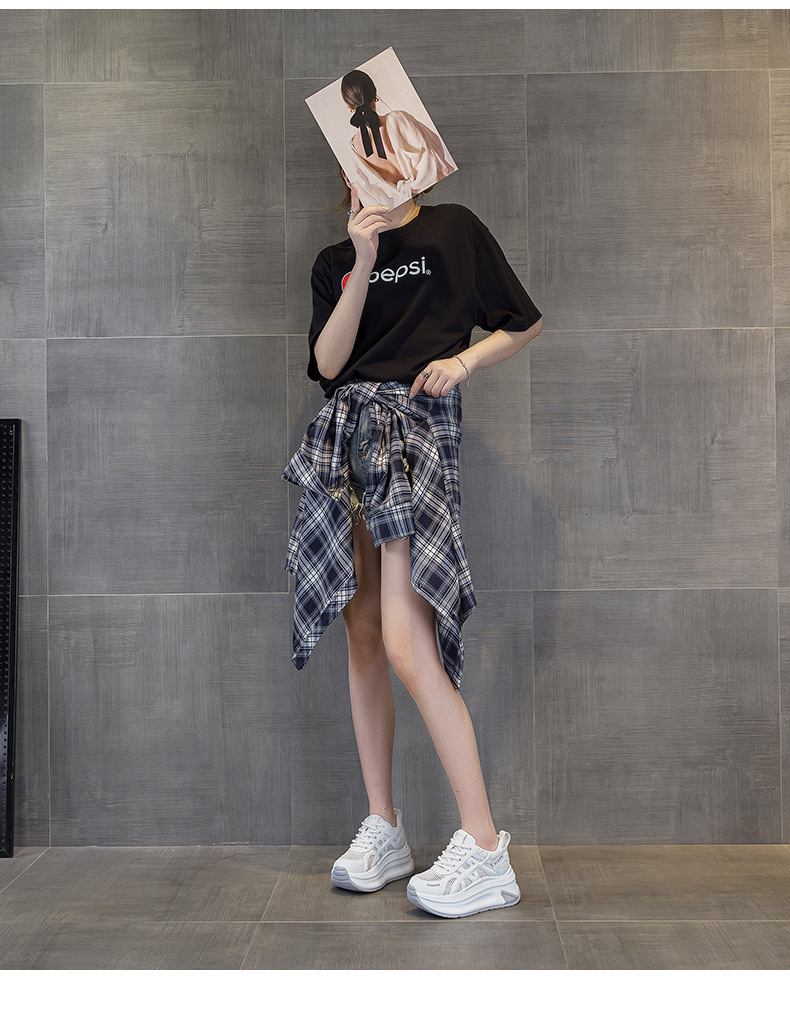 Giày sneaker nữ đế dày tăng chiều cao phong cách thể thao — M2852 be, M2852 xanh, M2852 vàng chi tiết 9