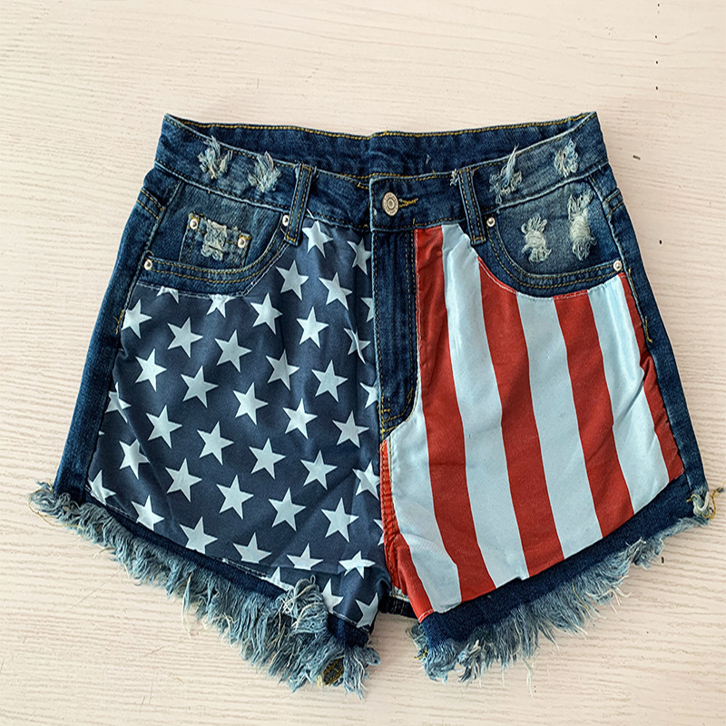 Shorts Vaqueros de Mujer con Estampado de Estrellas, Estilo Europeo y Americano, Plataforma Independiente de Amazon, Venta Transfronteriza