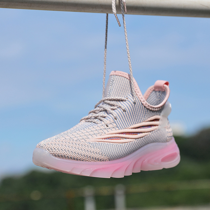 Spring New Style Fly-Knit Fabric Lace-Up Jelly-Soled Women's Shoes, Fashionable and Versatile Women's Shoes, Casual Sports Student Shoes