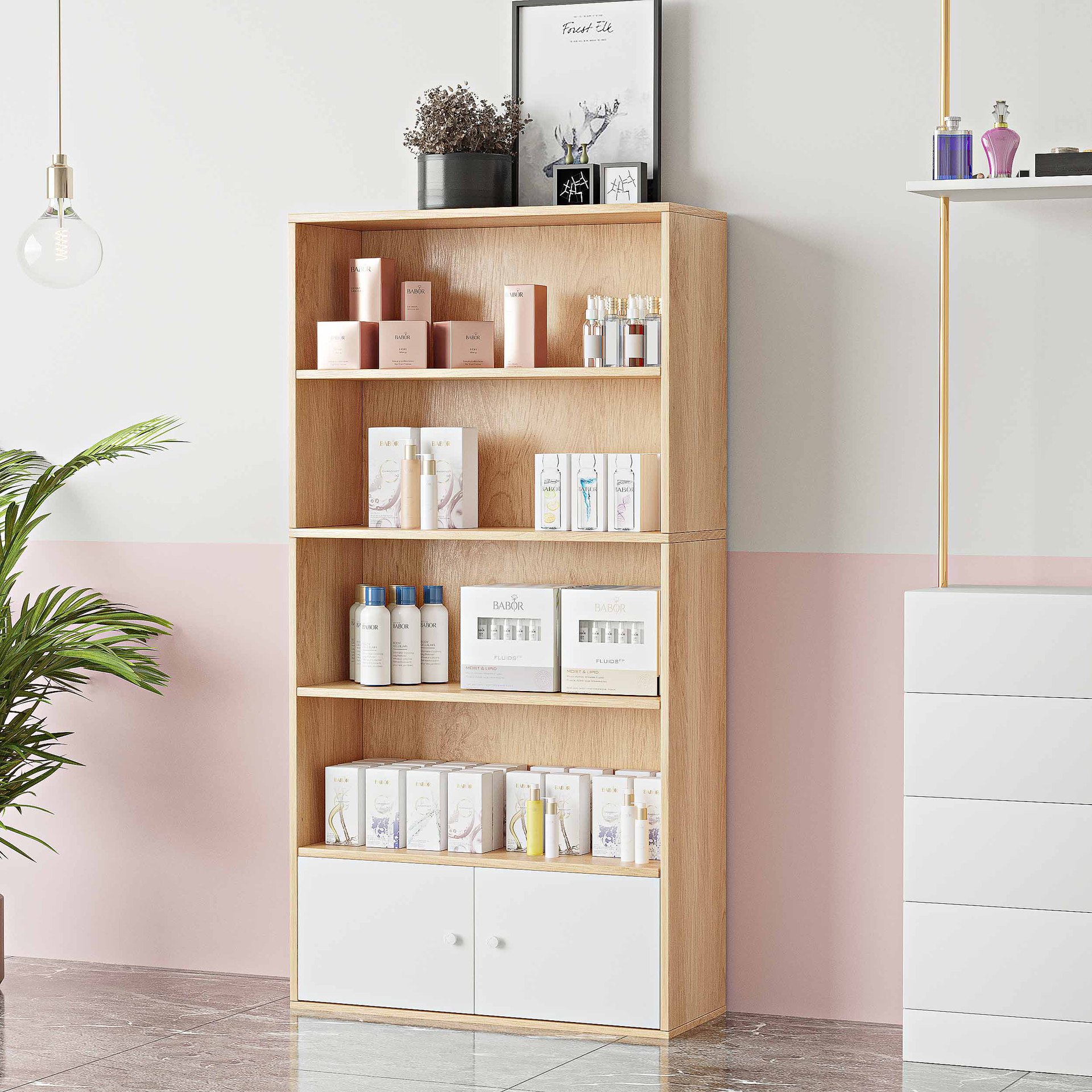 Cosméticos vitrina simple salón de belleza producto vitrina estante manicura peluquería vitrina materno e infantil tienda contenedor