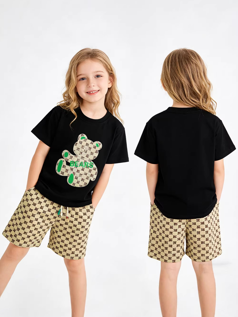 Children's sleeves, cotton summer set, shorts for boys, trousers, T-shirt, children's clothing 2