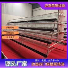 定制四层四门绿槽阶梯蛋鸡笼 镀锌工艺  耐空间错位粪便易清理