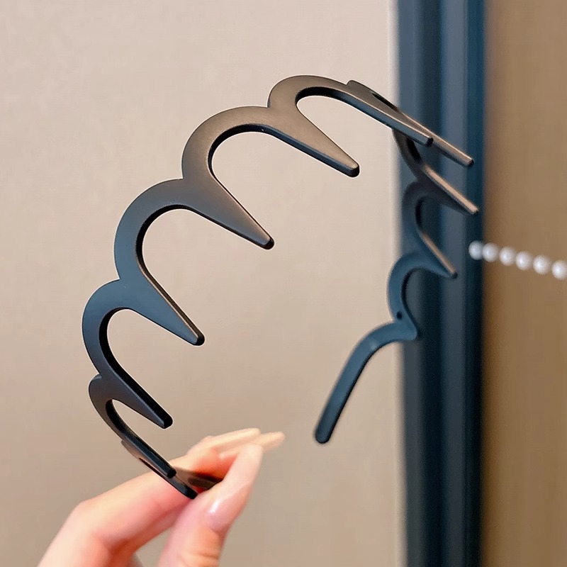 Alto cráneo de lana ondulado banda de cabello para mujeres lavado de cara maquillaje especial banda de cabello con dientes antideslizante acabado de cabello agrupado tocado