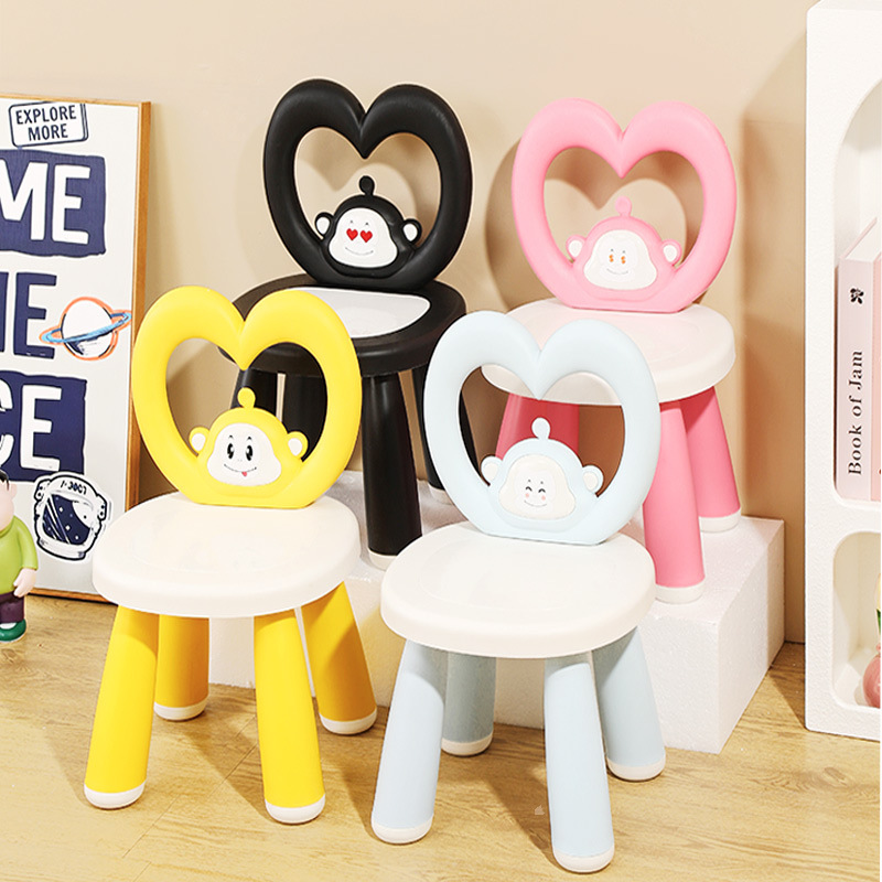 Wholesale Backrest Chair Children's Chair Plastic Thickened Kindergarten Baby Cartoon Small Stool Cute Monkey Stool