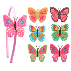 心恬跨境蝴蝶發箍 甜美可愛彩色配件兒童發卡 春季飾品頭箍貨源