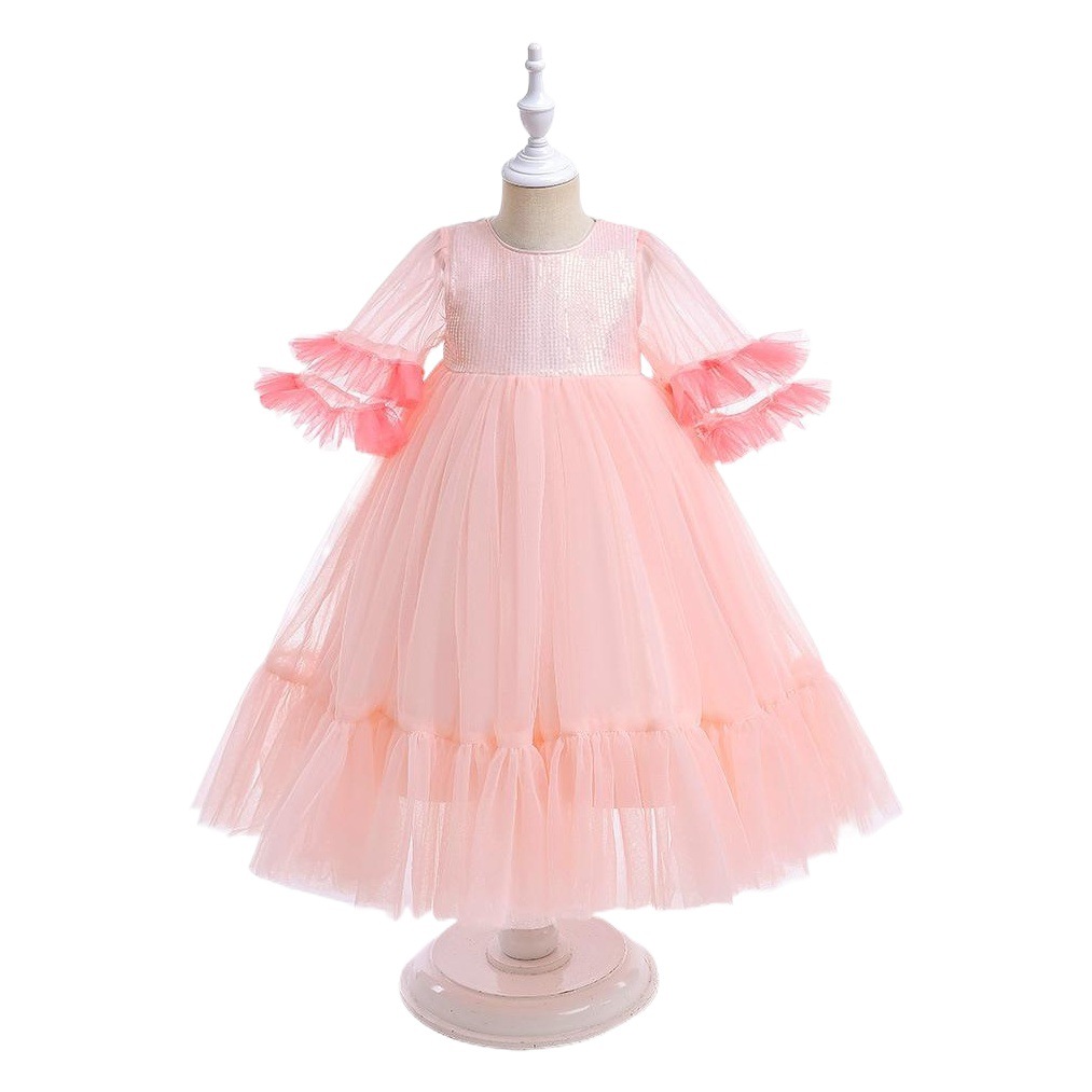 2024 nuevas niñas de malla puffy princesa vestido de ropa para niños vestido de estilo occidental vestido de los niños ropa de rendimiento image 1