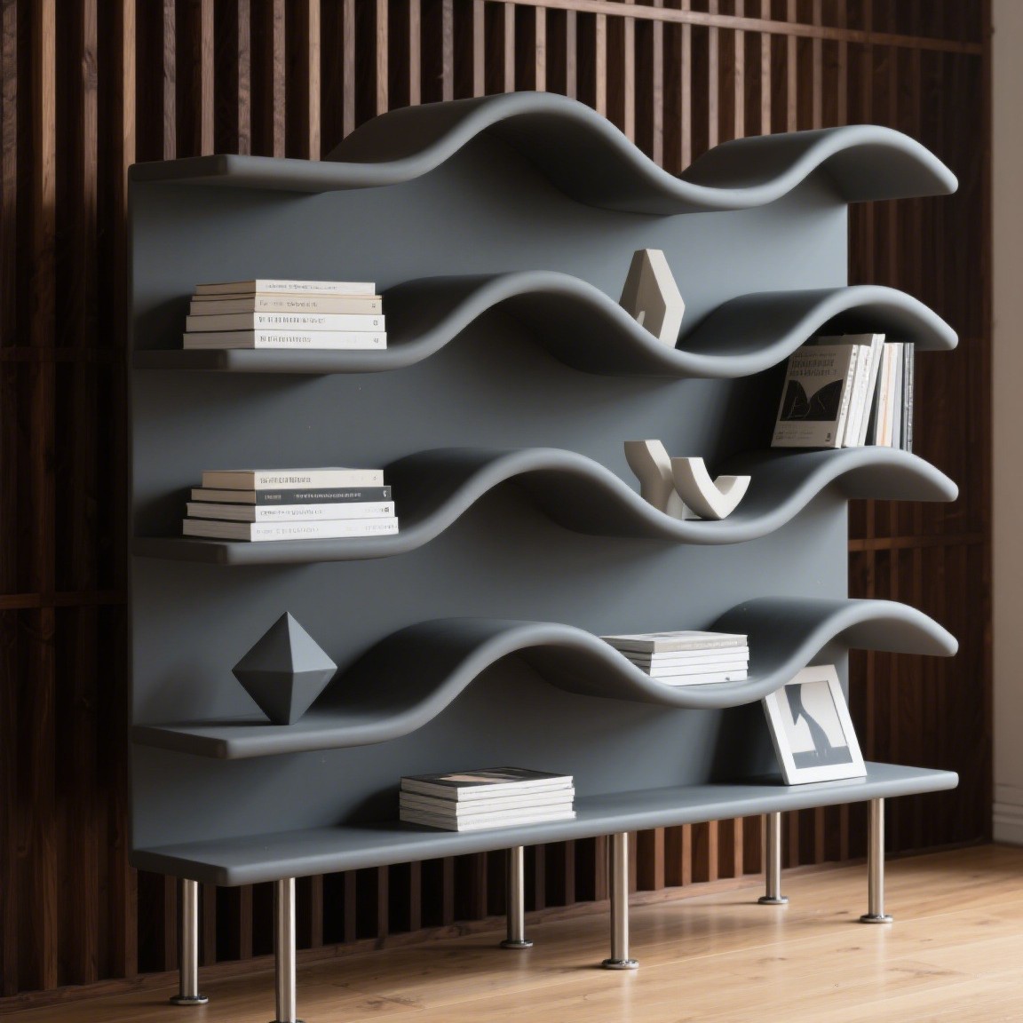 厂家定制异形书架几何造型书架塑料书架滚塑工艺书架定制滚塑模具