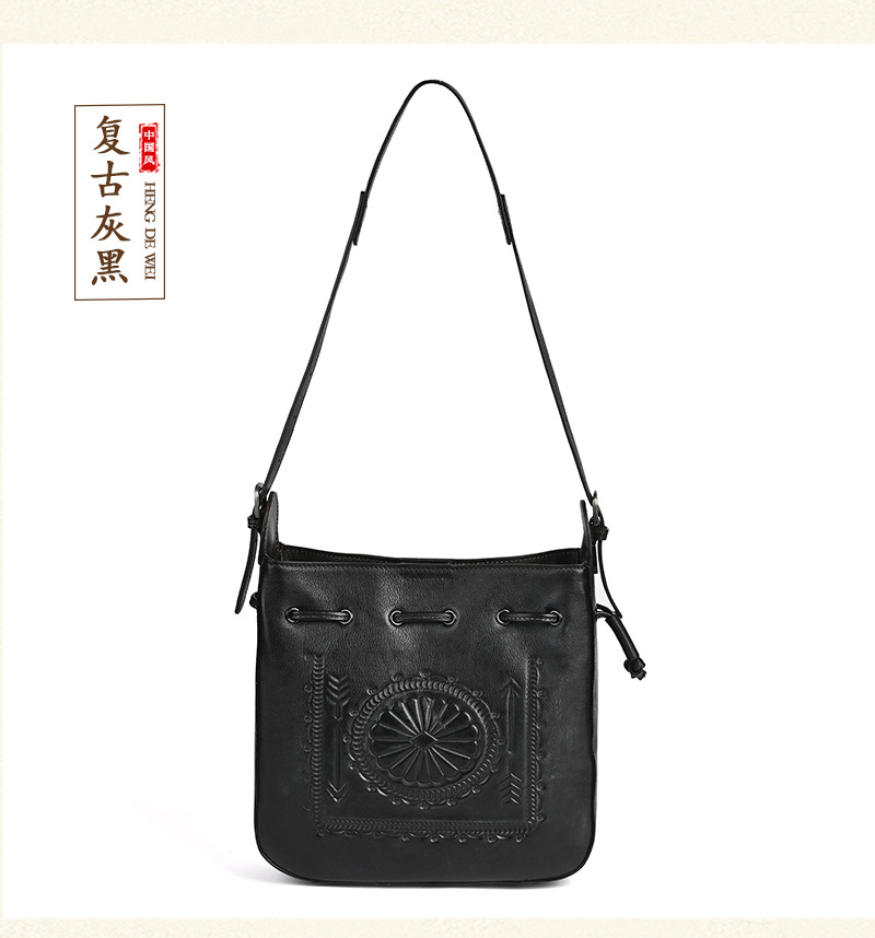 Túi tote da bò cổ điển phong cách vintage, đáy rộng, dung tích lớn, quai đeo vai — Màu xanh lá cây chi tiết 23
