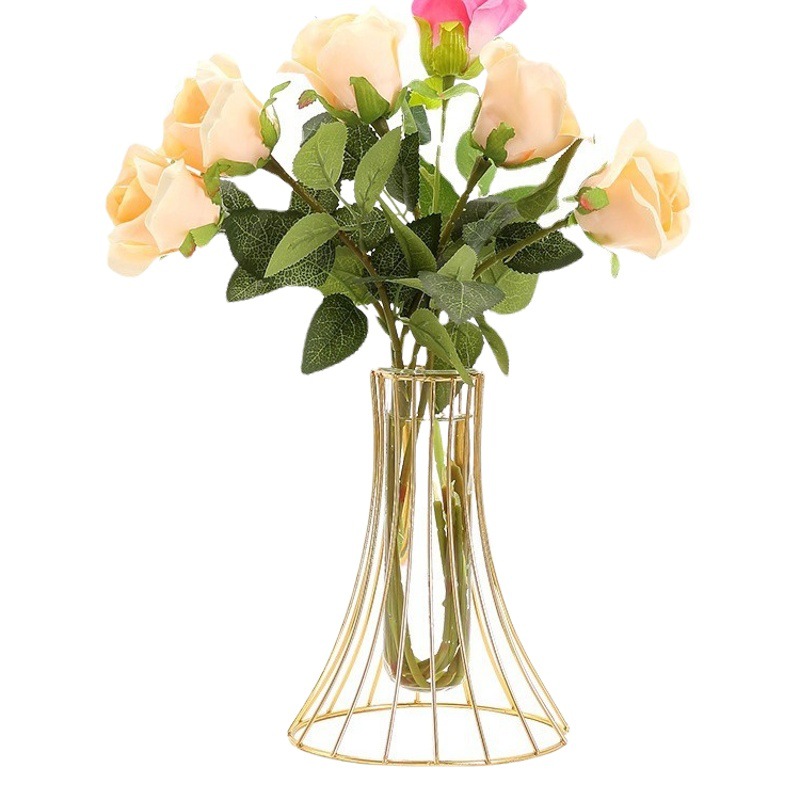 Fábrica al por mayor Nordic hierro forjado florero de vidrio seco hidropónico salón comedor Mesa TV gabinete té adornos Decoración