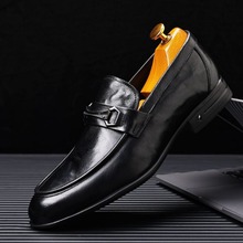 头层牛皮一脚蹬英伦百搭乐福鞋商务正装休闲办公皮鞋男鞋真皮高端