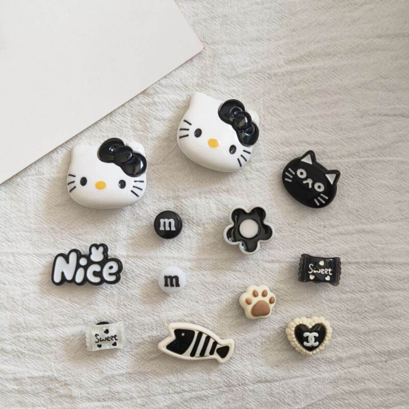 Black and White Sweet Cool Nice Kitty Cat Style DIY Shoe Decoration Set Black and White Sweet Cool Nice Kitty Cat Style DIY Shoe Decoration Set