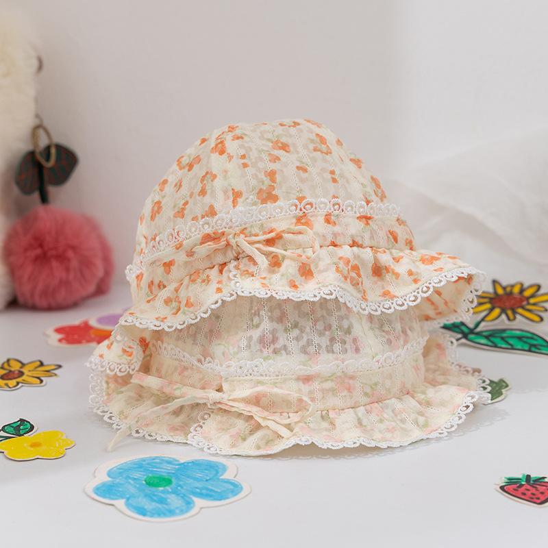 Baby Girl's Sweet Flower Lace Bucket Hat display picture 1