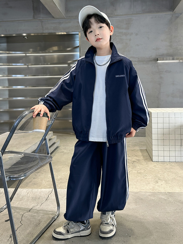 男童秋季套装2025新款中大童运动服儿童时尚拉条春秋款两件套潮酷|undefined