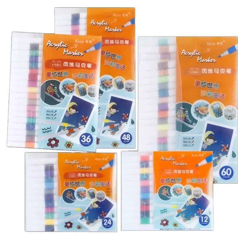 Acrylic marker pen art painting DIY graffiti brush color waterproof quick-drying marker pen large capacity opaque