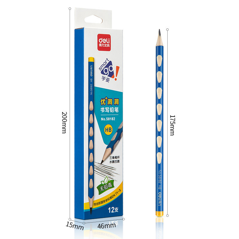 デリ 58182/58183 三角棒穴鉛筆矯正グリップ小学生 HB/2B 鉛筆文具卸売|undefined