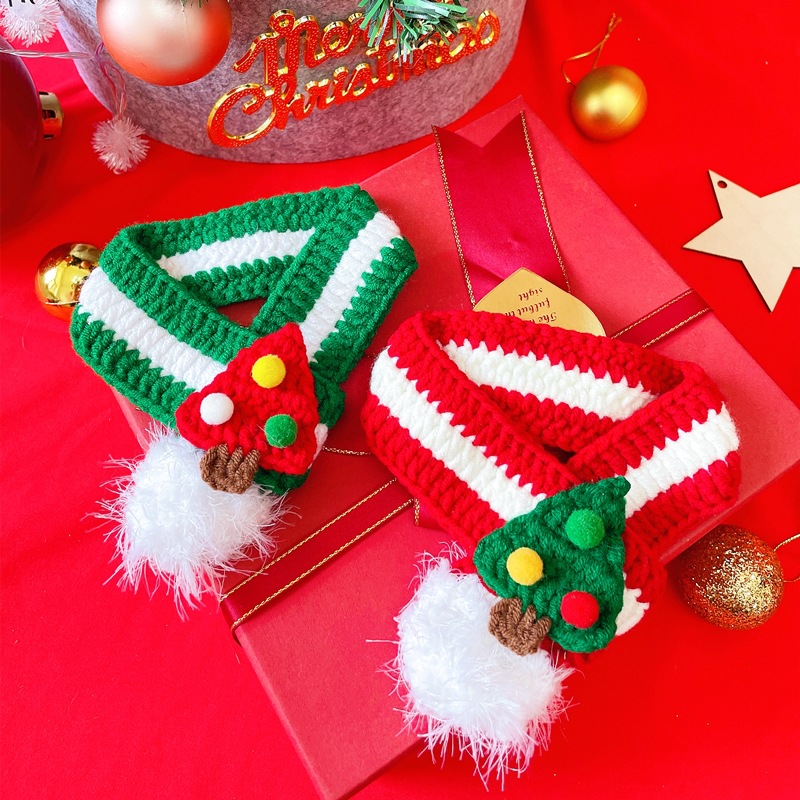 Hausdéier Chrëschtdag gestrickte Schal Kazen Hënn Séiss Chrëschtbeemchen Latzchen Kleng Hënn verfügbar_voghion.com