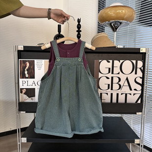 2025 Summer Children's Korean Style Casual Loose Overalls Vest Children's Fashionable Simple All-match Two-piece Set
