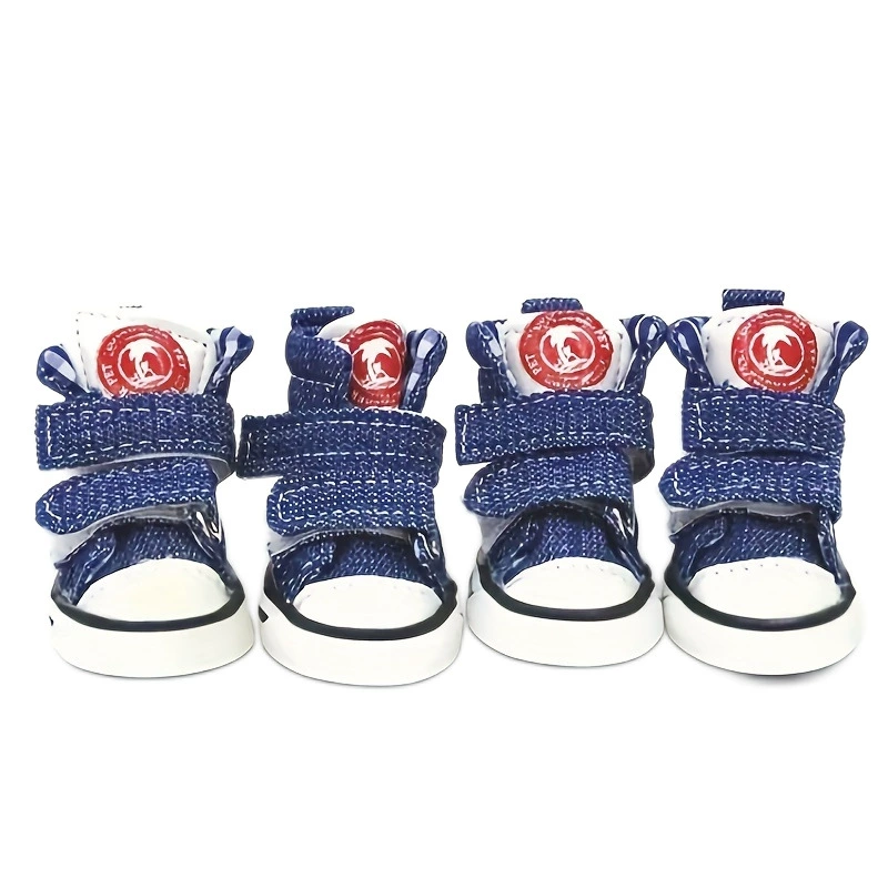 Популярная собачья обувь Temu, летний набор из четырех пар обуви для домашних животных Тедди, померанский шпиц, бишон, шнауцер, мягкая подошва не отваливается.