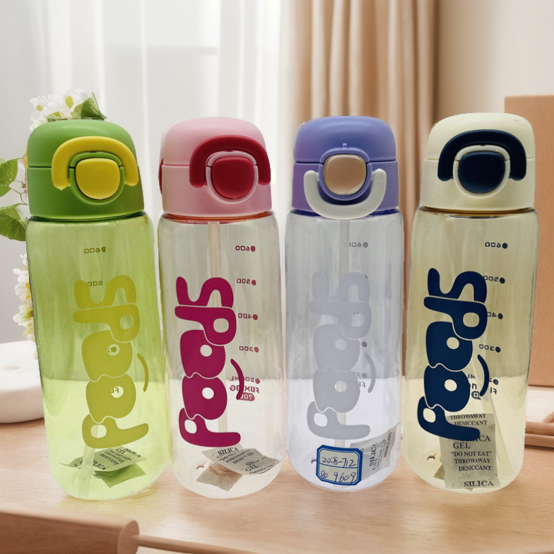 Jinshi 24 nuevo Inglés Neto Taza Roja 700ml Espacio Taza de plástico taza de la PC de plástico deportes Taza de paja al aire libre