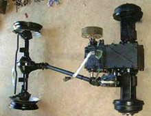 小四轮东方红拖拉机改装四驱前驱分动箱钢圈轮胎传动轴五轴光前桥