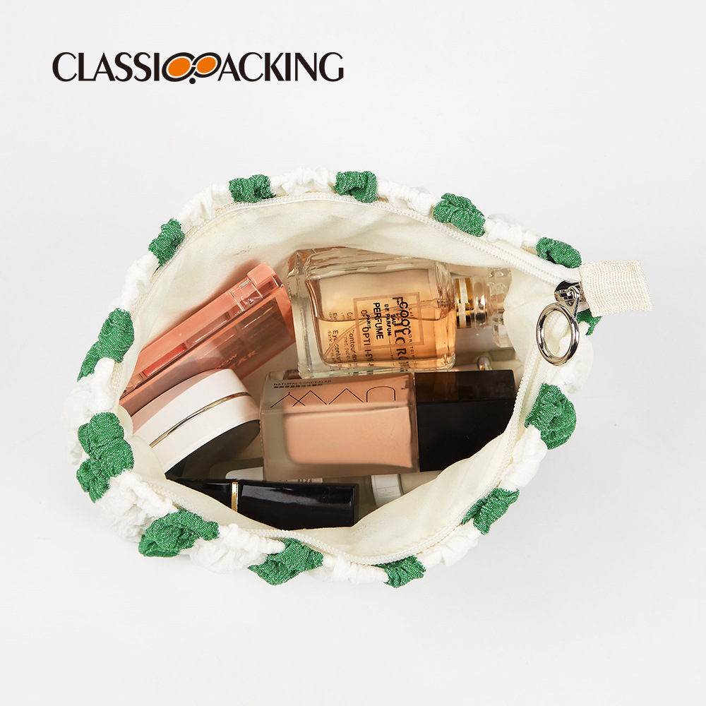 Fábrica al por mayor de algodón lleno de bolsa de cosméticos Flor de burbuja multifuncional suministros de belleza bolsa de almacenamiento bolsa de lavado de nube japonesa