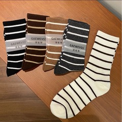 網紅條紋中筒女襪秋冬新款美拉德小眾慵懶風堆堆襪ins情侶運動襪