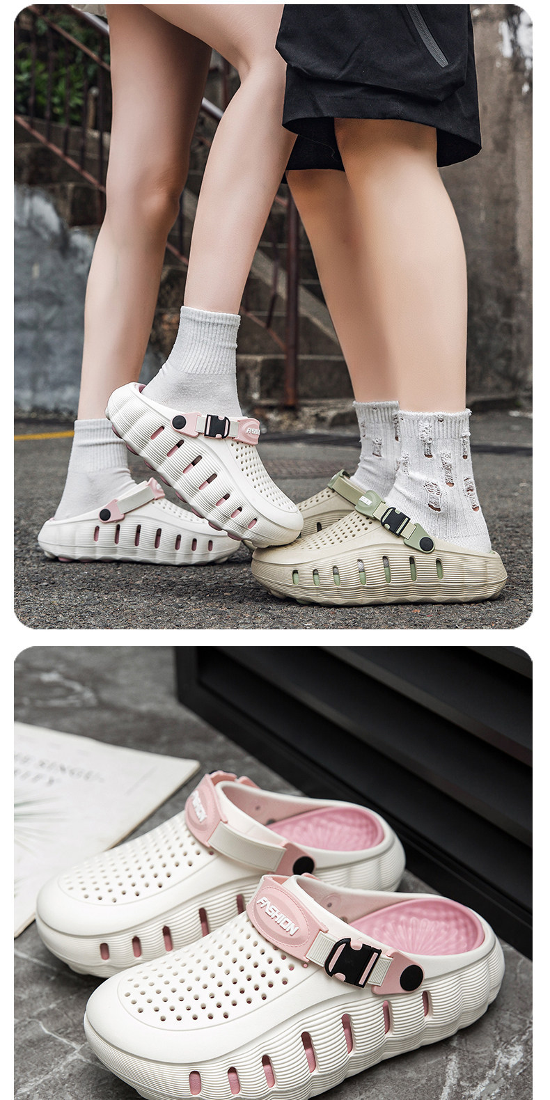 Men's Casual Closed-toe Sandals, Versatile Perforated Shoes_voghion.com