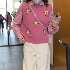 超好看独特漂亮马甲女2025年新款秋冬减龄百搭衬衫叠穿针织马夹