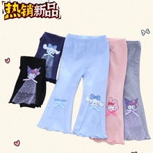 女童休闲喇叭裤春秋款女孩儿童装宝宝洋气外穿卡通裤子百搭九分裤