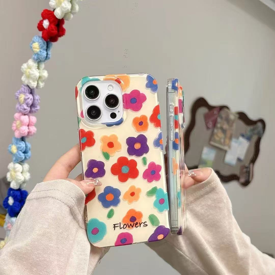 Flores de línea amarilla fresca de verano para iPhone15 Apple 16ProMax funda para teléfono móvil 14 mujeres 13 nuevo