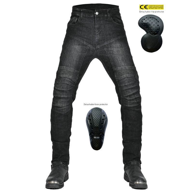VOLERO Volum Gong motocicleta jeans hombres y mujeres de la motocicleta Racing casual straight cintura alta estiramiento ciclismo Pantalones