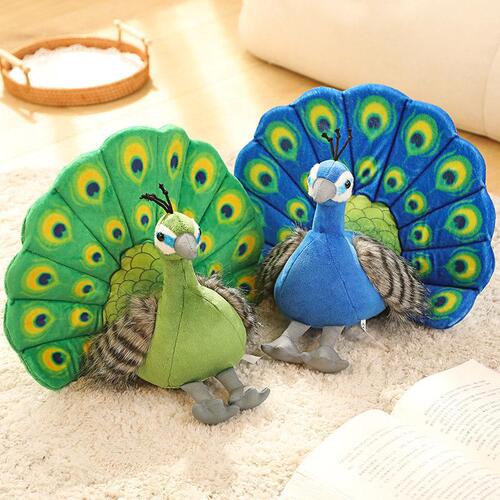 Wholesale zoo souvenirs, peacock open-tail ornaments, dolls, children's bird awareness books, puppet toys