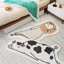 卡通可爱动物地毯沙发长条地垫家用卧室床边羊羔绒防滑脚垫批发