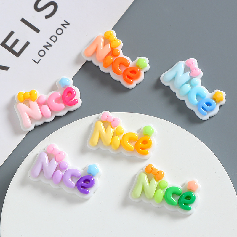 漫画グラデーション素敵な文字樹脂アクセサリー diy 手貼りクリーム接着剤携帯電話ケースヘアピンジュエリー材料|undefined