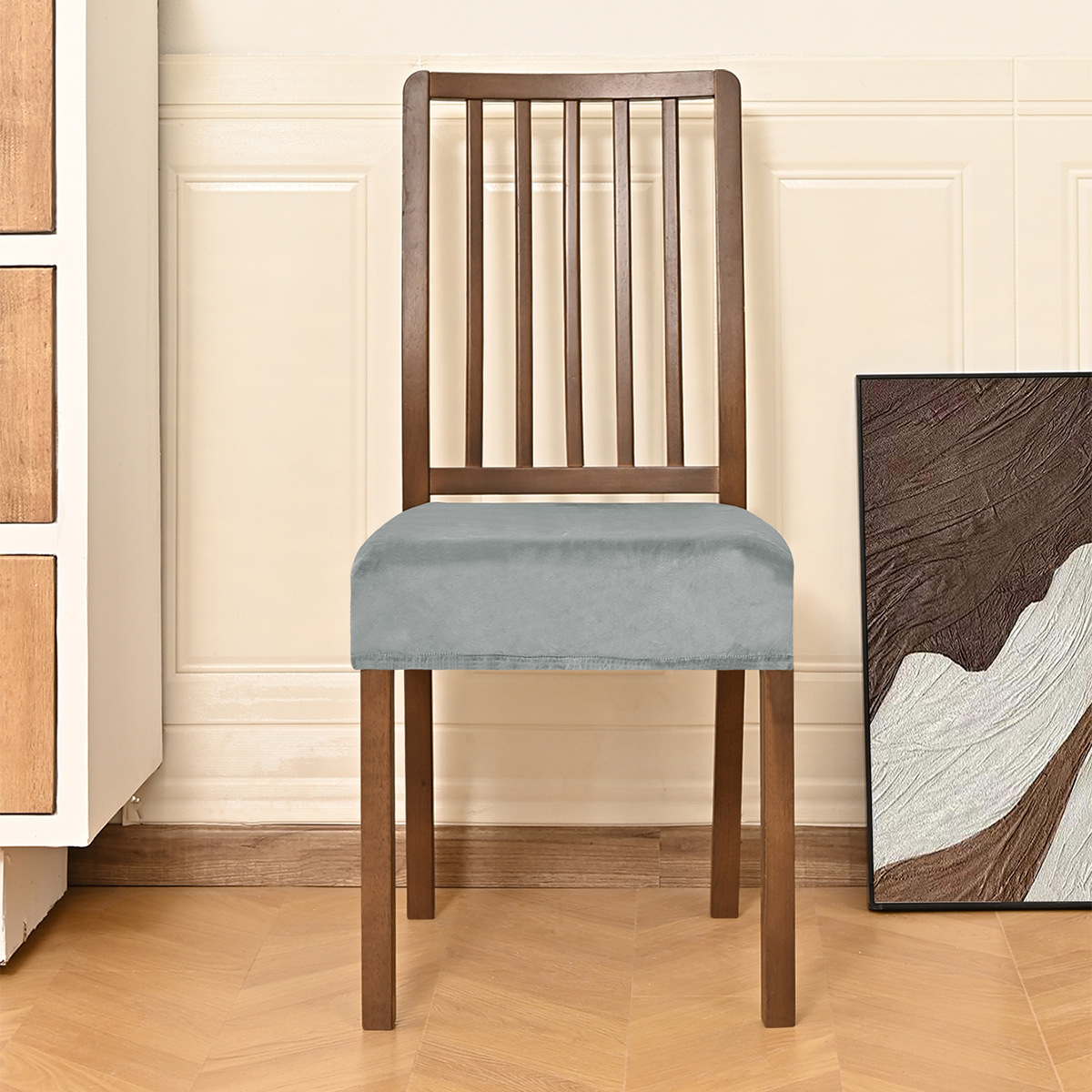 Amazon transfronterizo con lengua de hebilla antideslizante elástico plata de lana doble elástico taburete cubierta de silla de restaurante cubierta de hotel