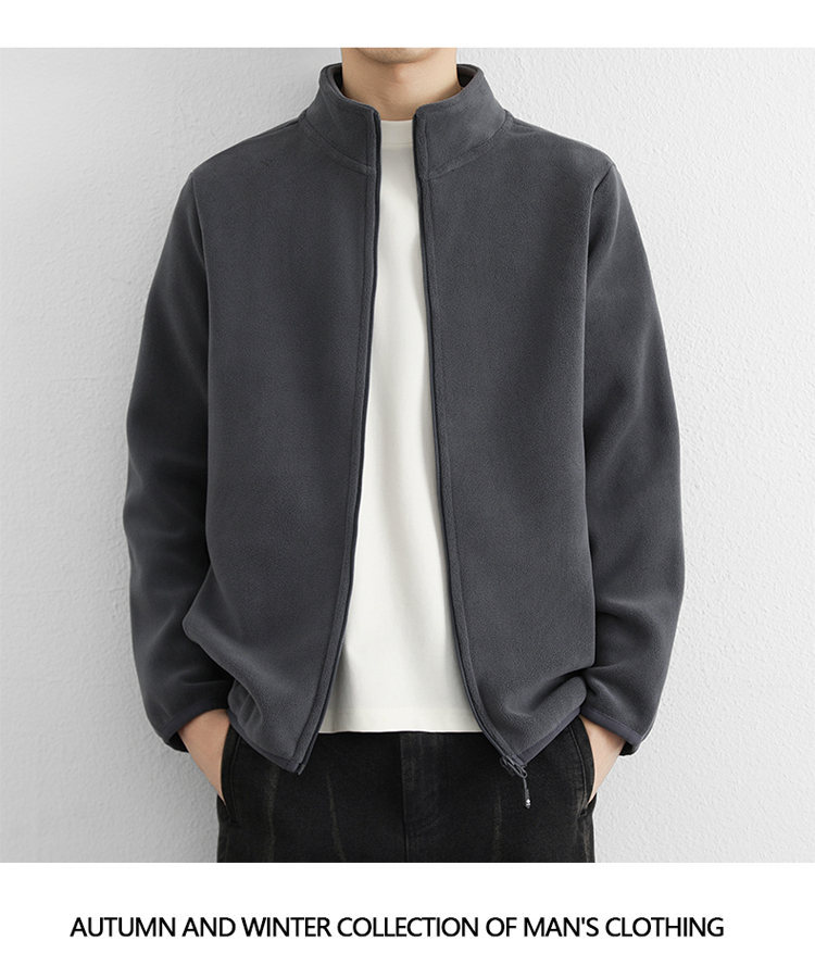 Cardigan Sweater Spring And Autumn New Thickened Warm Fleece Casual Stand-up Jacket_viptrois.com